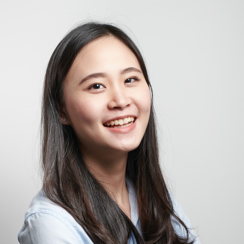 woman looking into camera