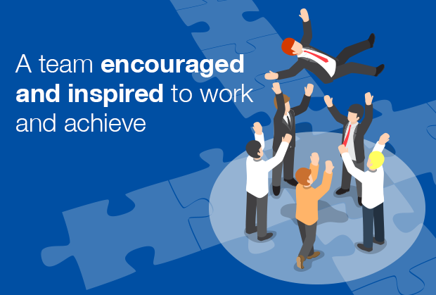 A team encouraged and inspired to work and achieve