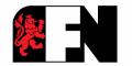 Logo with a red lion and black letters 'FN'.