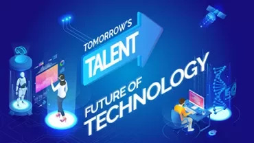 Futuristic concept with virtual screens and tech elements.
