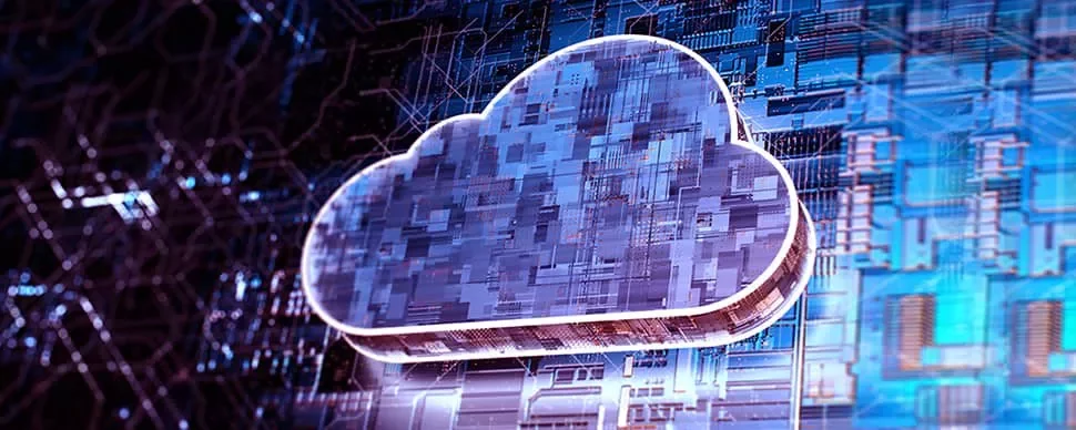 Digital illustration of a cloud symbolizing cloud computing technology.